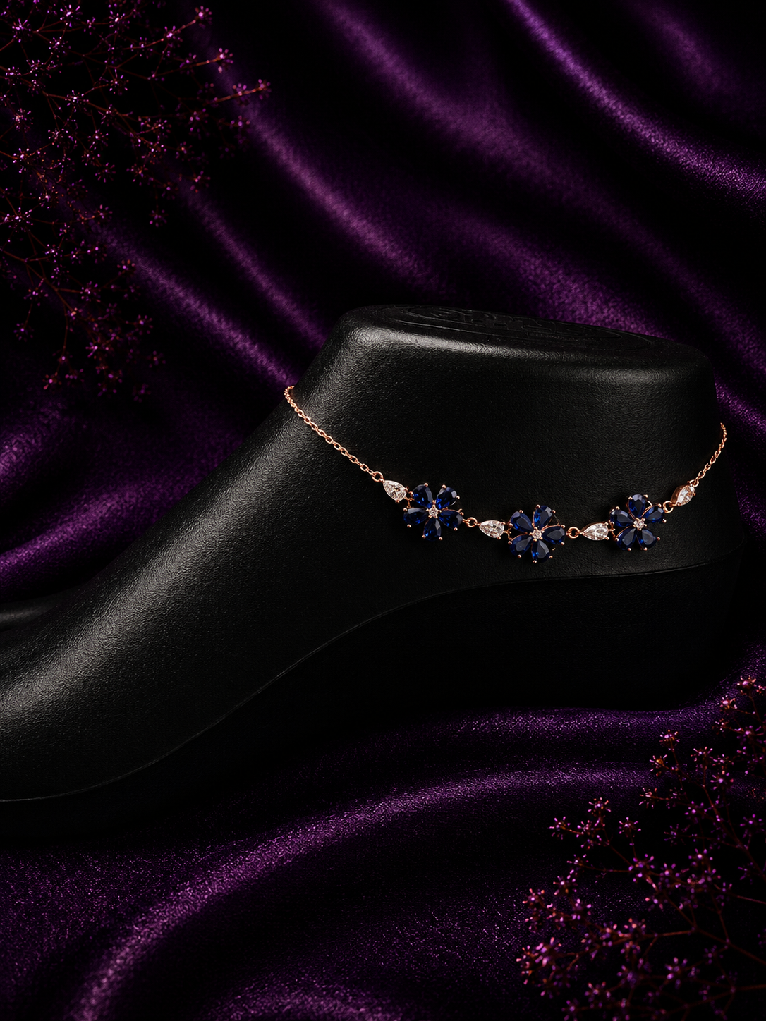 Midnight Blossom Anklet
