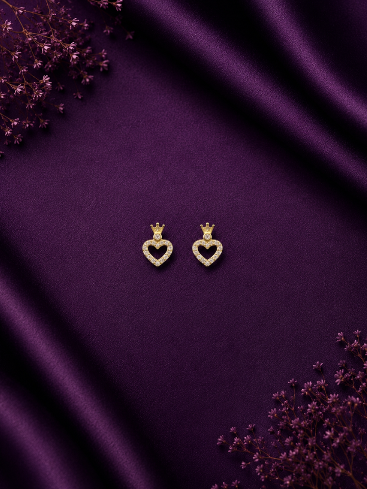 Crown Heart Stud Earrings